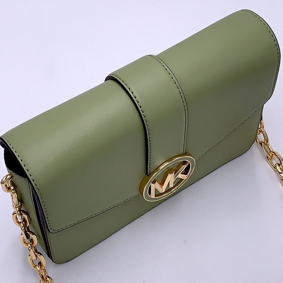 MICHAEL KORS CARMEN MEDIUM CONVERTIBLE SHOULDER BAG LIGHT SAGE COLOR - Picture 10 of 16